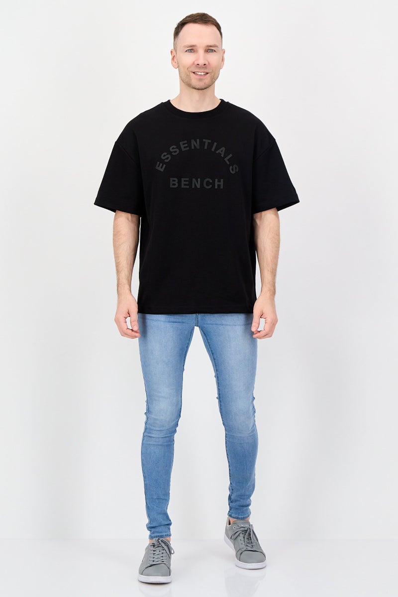Bench Men Oversized Fit Crew Neck Short Sleeve Brand Logo T-Shirt, Black - Image 4